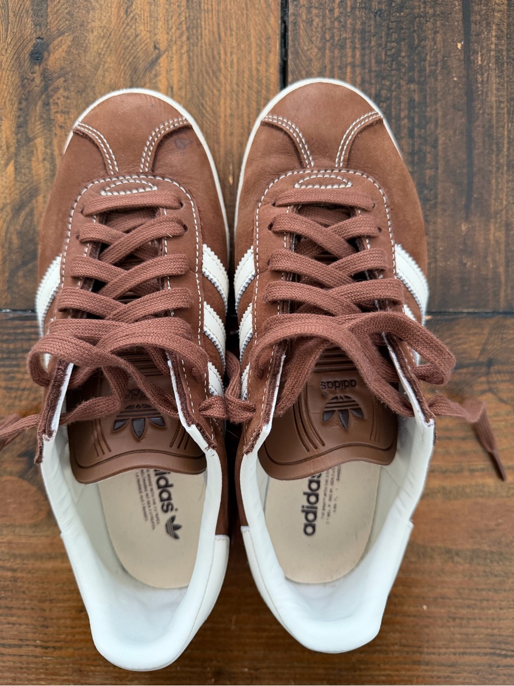 adidas Brown Suede Sneakers with White Stripes
